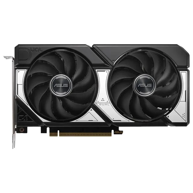 ASUS Dual GeForce RTX 5060 Ti 16GB GDDR7 OC Edition, vista frontal das ventoinhas.