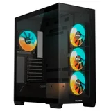 Gabinete Gigabyte C500 Panoramic Stealth, preto, vista frontal e lateral