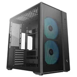 Gabinete DeepCool CG590 MESH preto, vista frontal e lateral