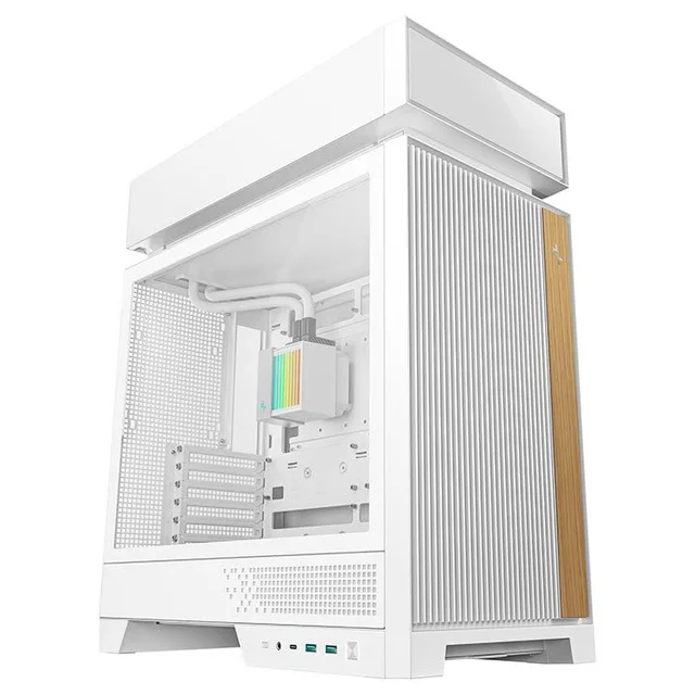Gabinete DeepCool CL6600, branco, vista frontal e lateral