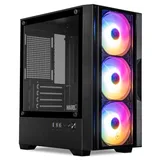 Gabinete Mancer Ward V3, preto, vista frontal e lateral