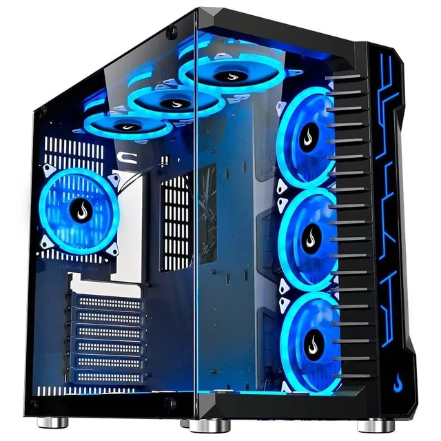 Gabinete Rise Mode Galaxy Glass Black, vista frontal e lateral
