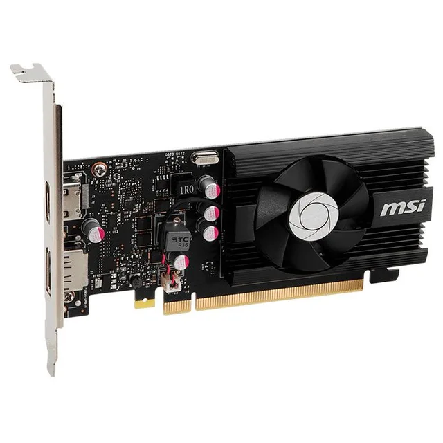 Placa de vídeo MSI GeForce GT 1030 4GD4 LP OC 4GB, 4 GB, vista frontal das ventoinhas