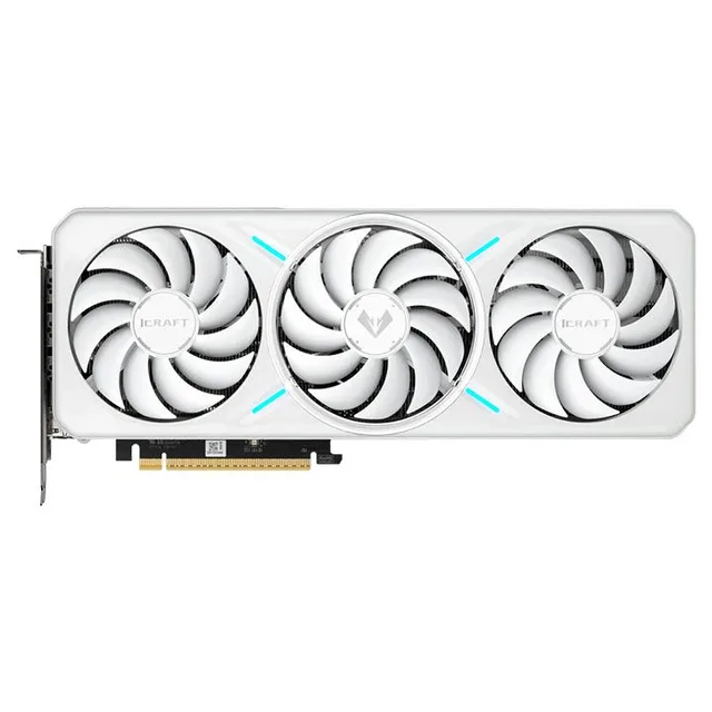 Placa de vídeo Maxsun Intel ARC B580 iCraft, 12 GB, vista frontal das ventoinhas