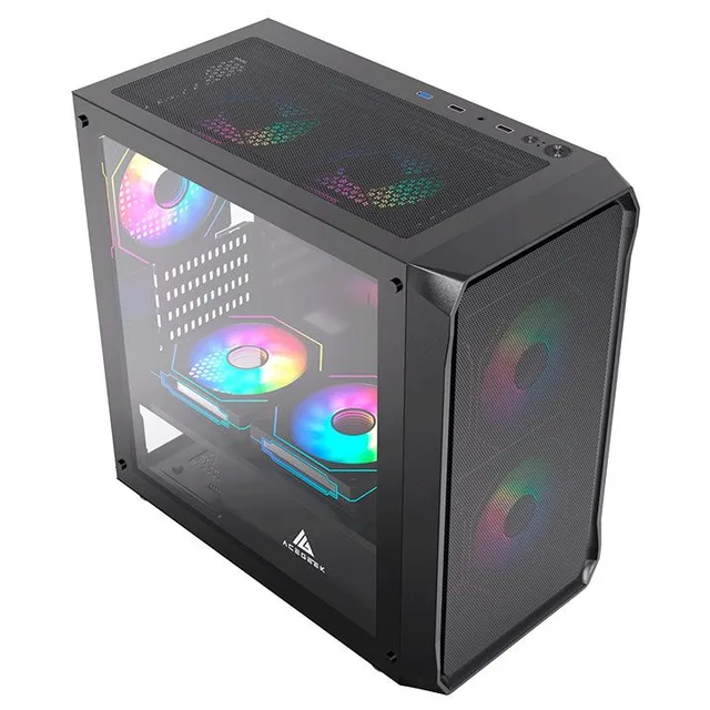 Gabinete Acegeek Eclipse M350, preto, vista frontal e lateral