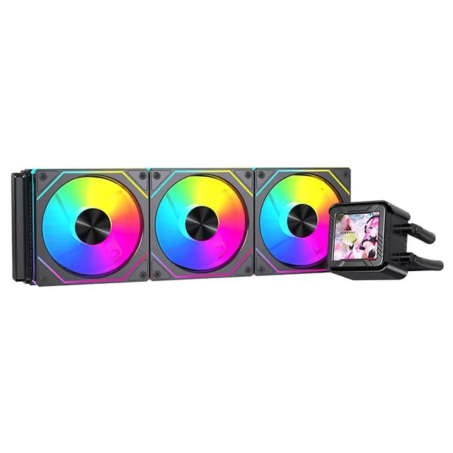 Cooler Acegeek CryoScreen 360, preto, vista em perspectiva.