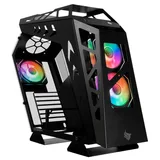 Gabinete Pichau Seraph na cor preto, vista frontal e lateral