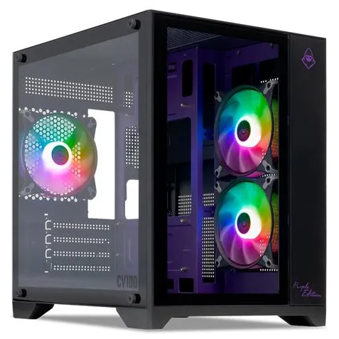 Gabinete Mancer CV100 Purple Edition, variante Preto, vista principal
