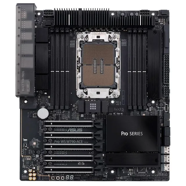 Placa-mãe ASUS PRO WS W790-ACE, vista frontal, sem perspectiva