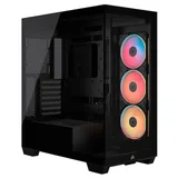 Gabinete Corsair 3500X LXR preto, vista frontal e lateral