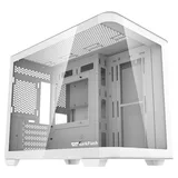 Gabinete Aigo DarkFlash DPW90M na cor branco, vista frontal e lateral