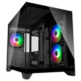 Gabinete Cougar FV150 Mini, preto, vista frontal e lateral