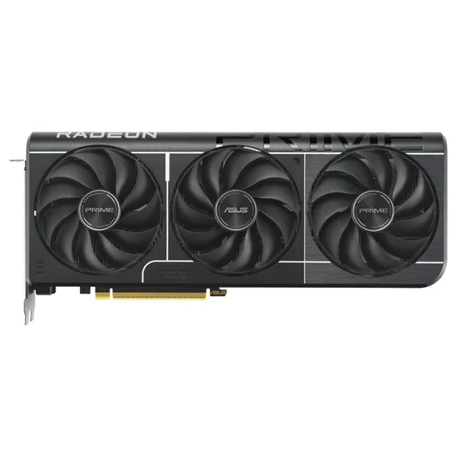 Placa de vídeo ASUS Prime Radeon RX 9060 XT OC Edition 16 GB, 16 GB, vista frontal das ventoinhas