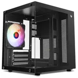 Gabinete Pichau Atom preto, vista frontal e lateral