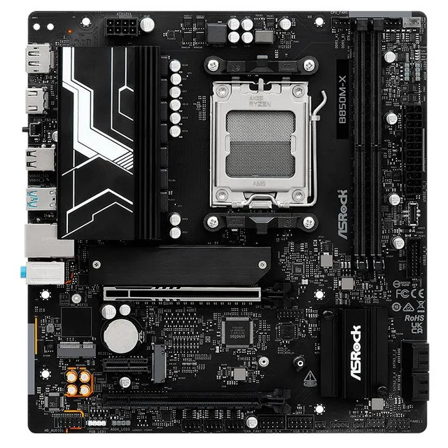 Placa-mãe ASRock B850M-X R2.0, vista frontal