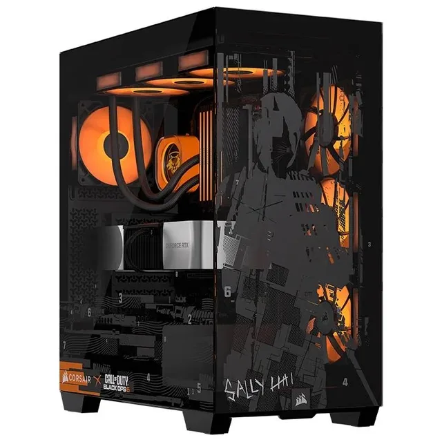 Gabinete Corsair 3500X Call of Duty, vista frontal e lateral