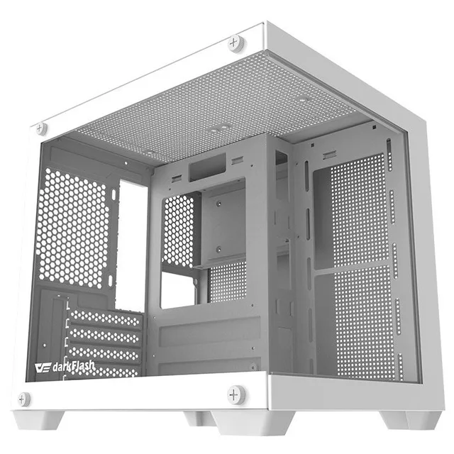 Gabinete Aigo Darkflash Durin D275M na cor branco, vista frontal e lateral
