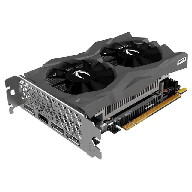 Placa de vídeo Zotac GeForce RTX 3050 Twin Edge OC, 6 GB, vista frontal das ventoinhas