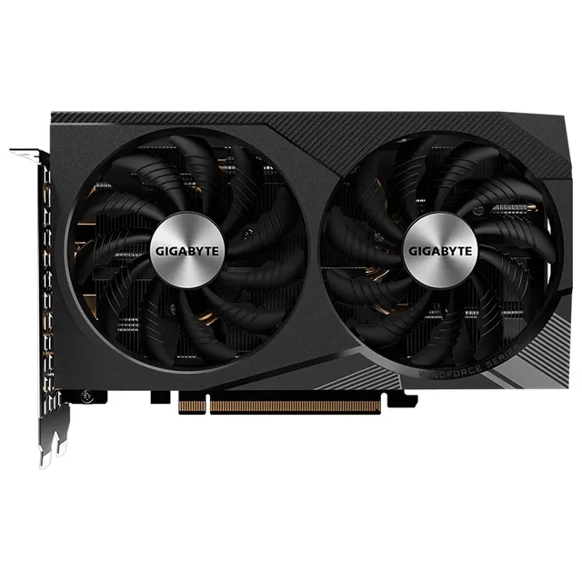 Gigabyte GeForce RTX 3060 WINDFORCE OC 12G (Rev. 1.0), vista frontal das ventoinhas.