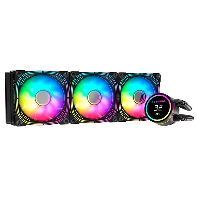 Cooler Acegeek TEMP C360, preto, vista em perspectiva.