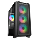 Gabinete Cougar MX600 Mini V2, preto, vista frontal e lateral