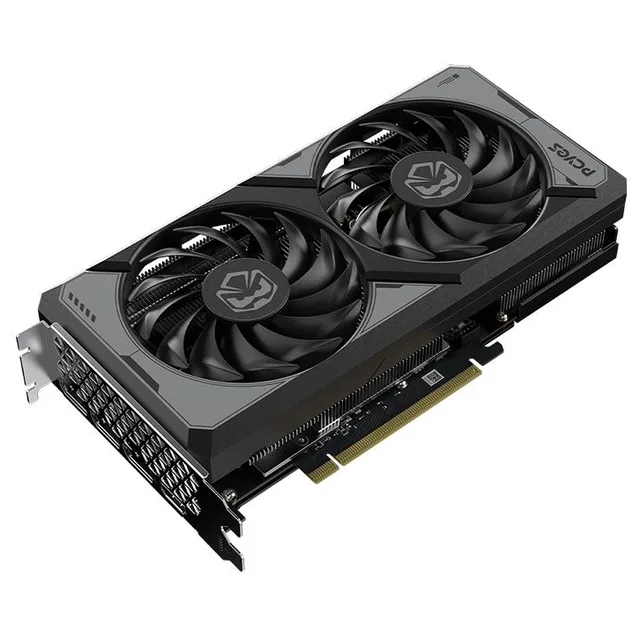 Placa de vídeo PCYes GeForce RTX 5060 Ti Dual Fan 16 GB, 16 GB, vista frontal das ventoinhas
