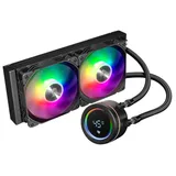 Cooler Pichau Aqua 240X, preto, vista em perspectiva.
