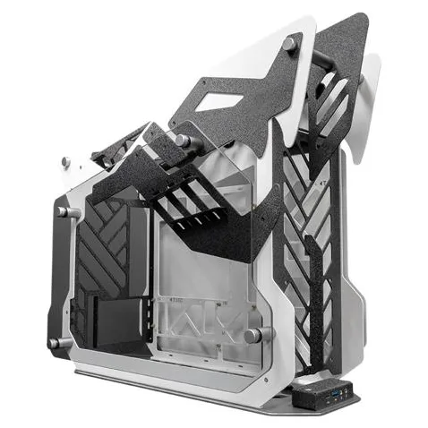 Gabinete Mloong Megalodon, variante Branco / Preto, vista principal