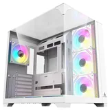 Gabinete Acegeek Viewmax na cor branco, vista frontal e lateral