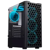 Gabinete Rise Mode X5 Glass Black, vista frontal e lateral