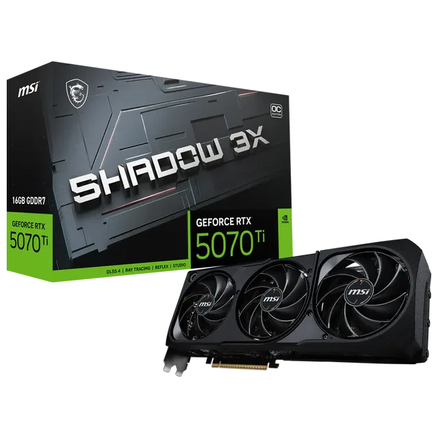 Placa de vídeo MSI GeForce RTX 5070 Ti Shadow 3X OC 16GB, vista principal