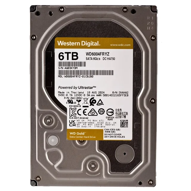 Western Digital WD Gold 6 TB, vista da etiqueta