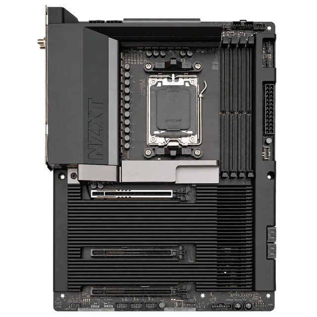 NZXT N7 B850, vista frontal rotacionada 90° anti-horário sem fundo cinza