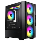 Gabinete Acegeek Stratus Glass, preto, vista frontal e lateral