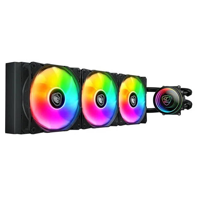 Cooler Cougar POSEIDON ELITE ARGB 360, vista em perspectiva.