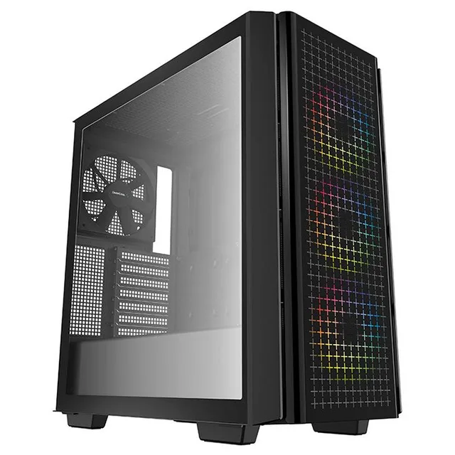 Gabinete DeepCool CG540 preto, vista frontal e lateral