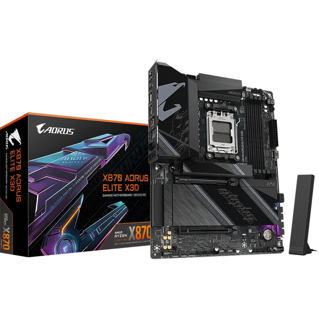 Placa-mãe Gigabyte X870 Aorus Elite X3D, vista principal