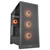 Gabinete Cougar MX230, preto, vista frontal e lateral