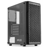 Gabinete Pichau Apus Black preto, vista frontal e lateral
