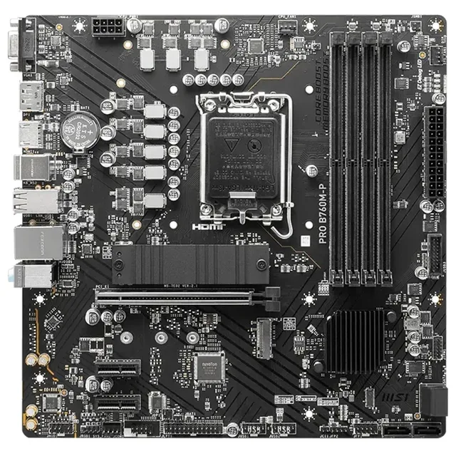 Placa-mãe MSI PRO B760M-P, vista frontal, sem perspectiva