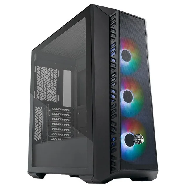 Gabinete Cooler Master Masterbox 520 Mesh na cor preto, vista frontal e lateral
