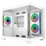 Gabinete Cooler Master Elite 481 Wood, branco, vista frontal e lateral