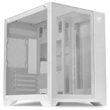 Gabinete Mancer CV100 branco, vista frontal e lateral