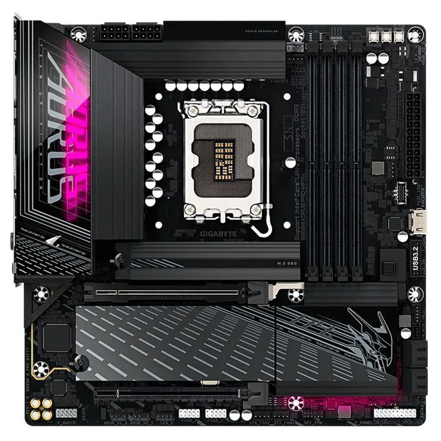 Placa-mãe Gigabyte B860M Aorus Pro WIFI7, vista frontal