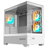 Gabinete Gigabyte C201 Panoramic Ice, branco, vista frontal e lateral