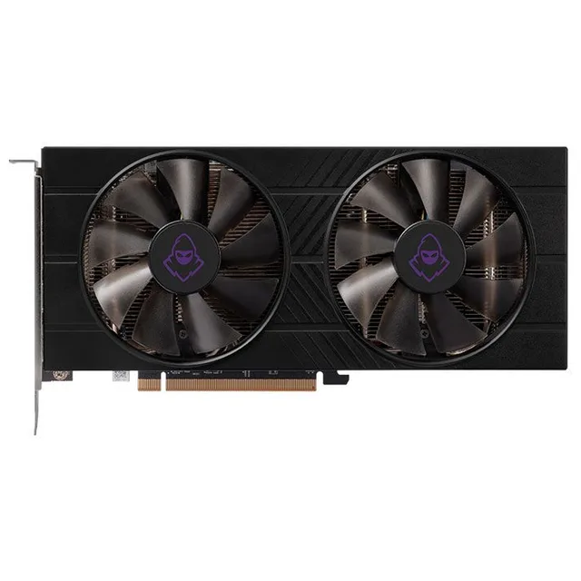 Placa de vídeo Mancer Radeon RX 5600 XT Streaky V2, 6 GB, vista frontal das ventoinhas