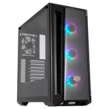 Gabinete Cooler Master Masterbox MB520 ARGB Lateral Vidro Temp Preto na cor preto, vista frontal e lateral