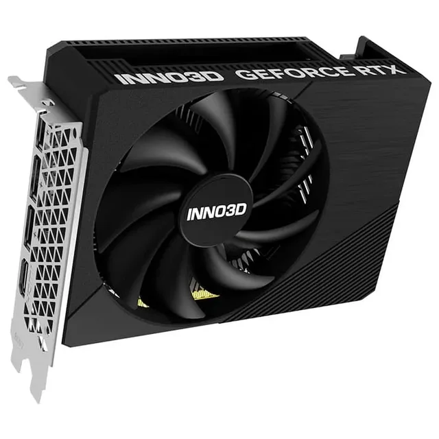Inno3D GeForce RTX 5050 COMPACT, vista frontal das ventoinhas.
