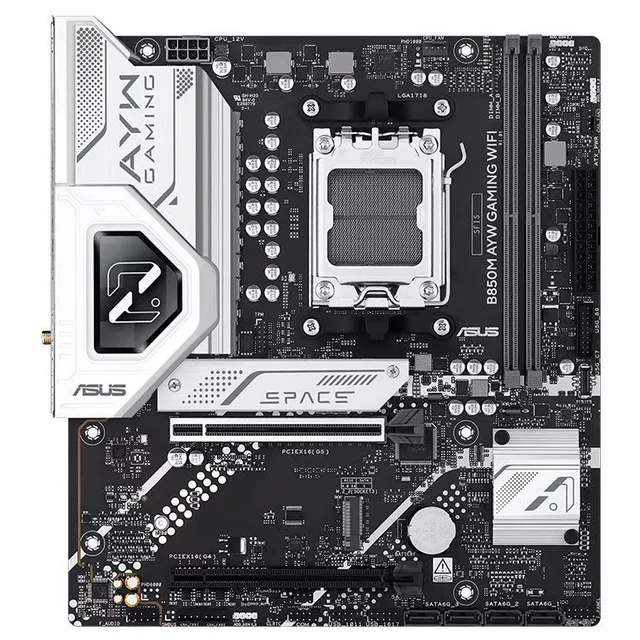 Placa-mãe ASUS B850M AYM Gaming Wi-fi, vista frontal