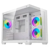 Gabinete Aigo DarkFlash B275 PRO branco, vista frontal e lateral